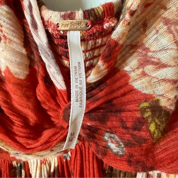 Free People Red Floral Mirage Mini Dress Tunic Top Size M - Picture 8 of 9